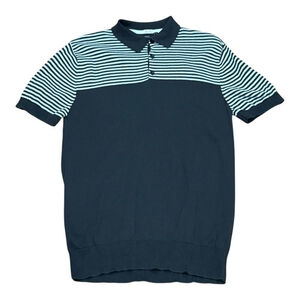 Brave Soul Polo Shirt Mens Large Navy Stripe MK-279EISNER Cotton Casual